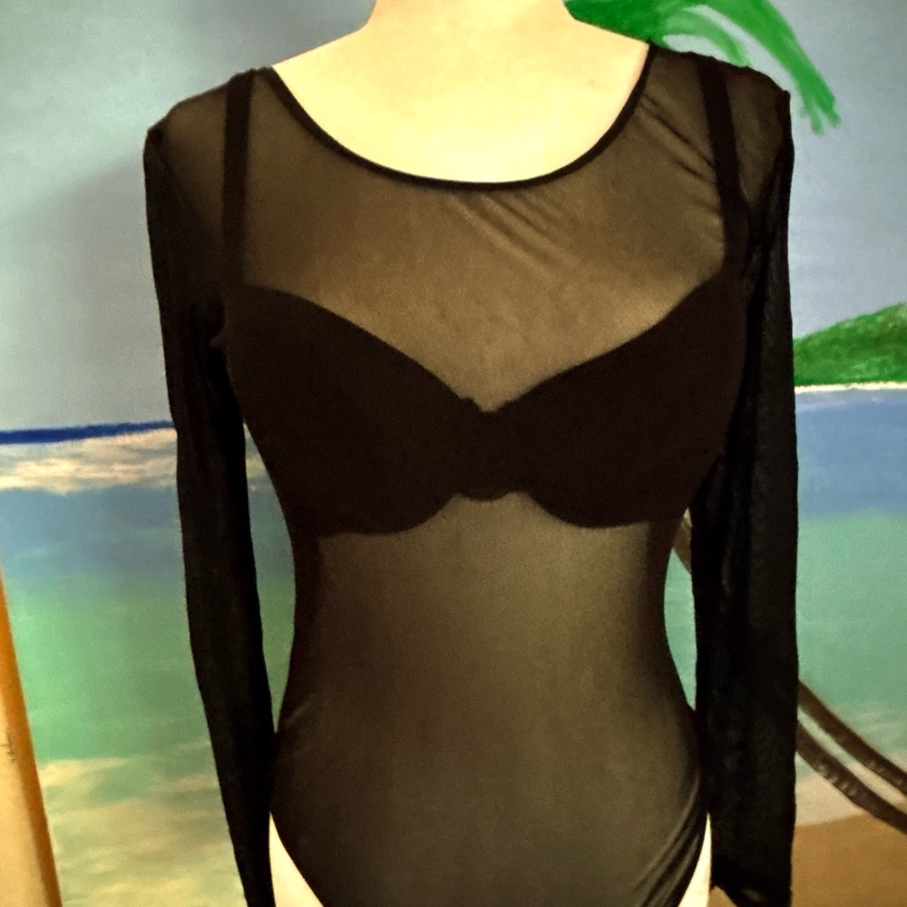 Vintage Cosabella Bodysuit Snap Crotch Large Sheer Italian